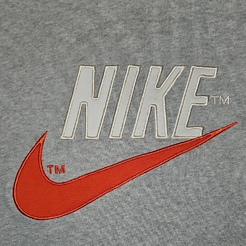 Nike Crewneck Sweater Oversized Fit in Gray with Orange Swoosh Size Xl